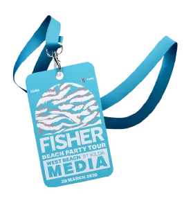 Blue AAC Artboard ID Cards for a music festival.