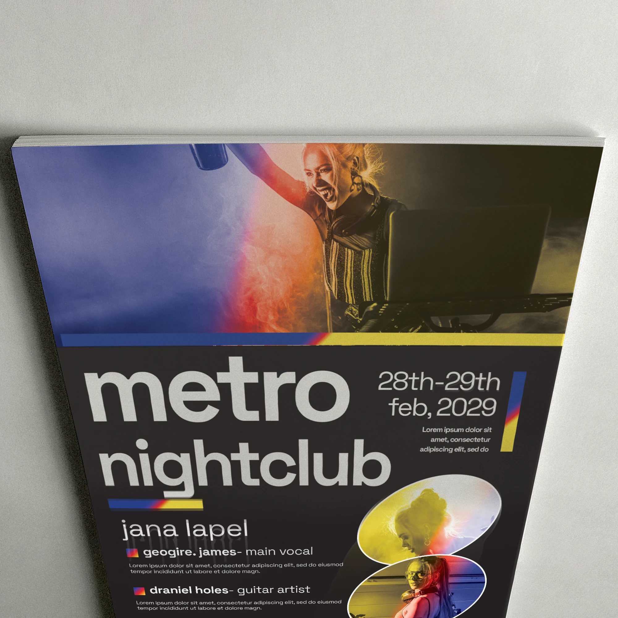 close up posters in pile for nightclub advertising custom printed by AAC