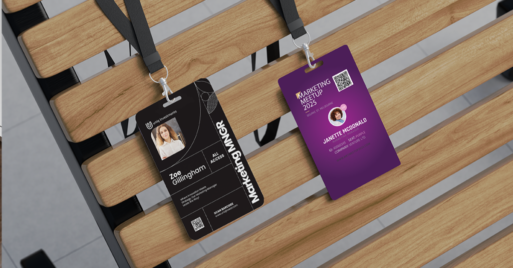 Custom Artboard ID Cards printed in full colour for corporate conference