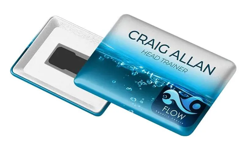 Custom Printed Name Badge from AAC in blue design.