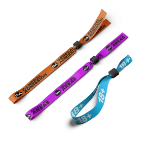 Fabric Wristbands Plain, Custom & Pre-Printed Patterns R-PET Fabric is Eco-friendly and AAC is the number one wristbands supplier in Australia.