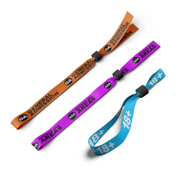 Fabric Wristbands Plain, Custom & Pre-Printed Patterns R-PET Fabric is Eco-friendly and AAC is the number one wristbands supplier in Australia.