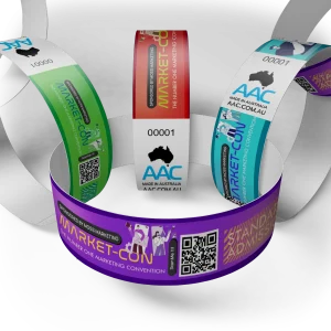 AAC's 25mm EcoBands with multiple colours on a full-colour custom print, even on it's bio-degradable material