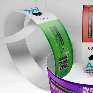 custom event wristbands recycalble ecobands for marketing trade convention , green design variation
