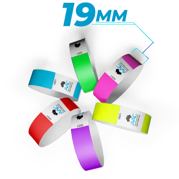 Plain 19mm Tyvek Wristbands from AAC in various base colours