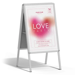 indoor a-frame sign for hospitality businesses signage banner advertising specials, designed online using AAC design tool, printflo