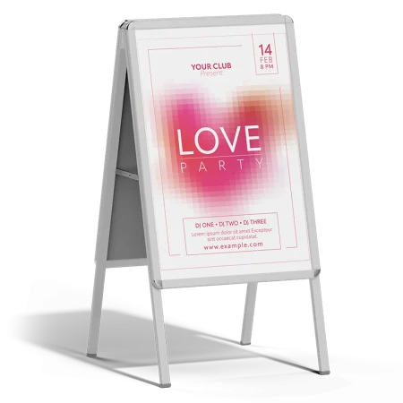 indoor a-frame sign for hospitality businesses signage banner advertising specials, designed online using AAC design tool, printflo