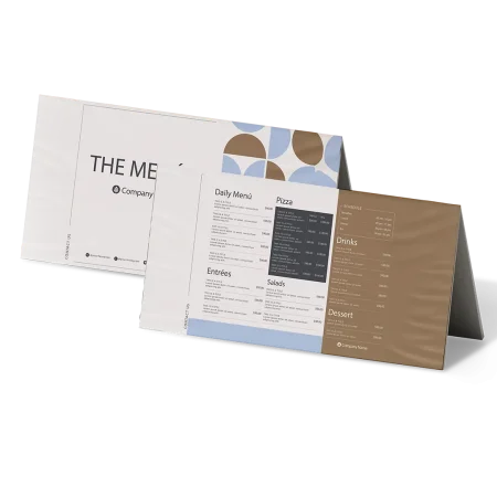 tent a-frame signs from aac for a menu design