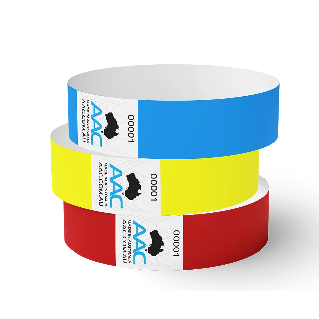 plain 19mm ecobands in blue, neon yellow and red colours