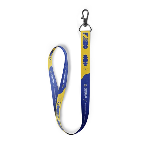 lanyards blue and yellow designed online on rpet fabric lanyards