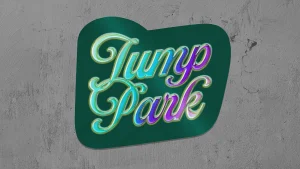 kisss cut sticker for jump park stuck on concrete wall in green multi-colour design