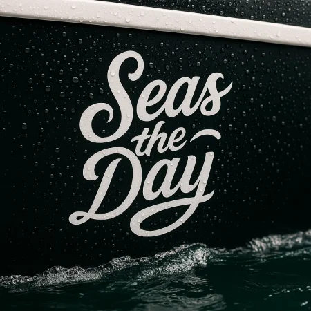 boat decal waterproof lettering sticker decals for boats name 'seas the day'