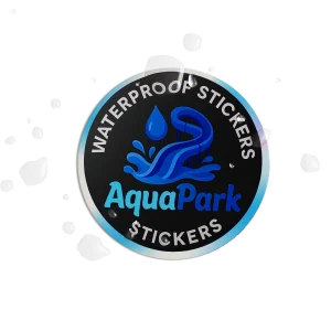 waterproof vinyl stickers for aquapark front on with water droplets