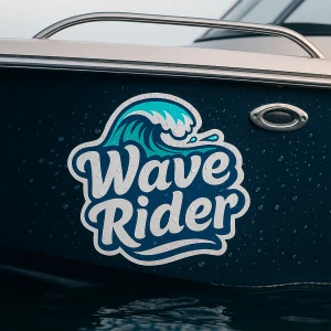 boat decal kidss cut full colour boat decal 'wave rider'