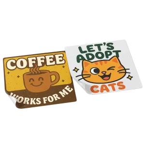 two square stickers in cartoon designs custom vinyl stickers