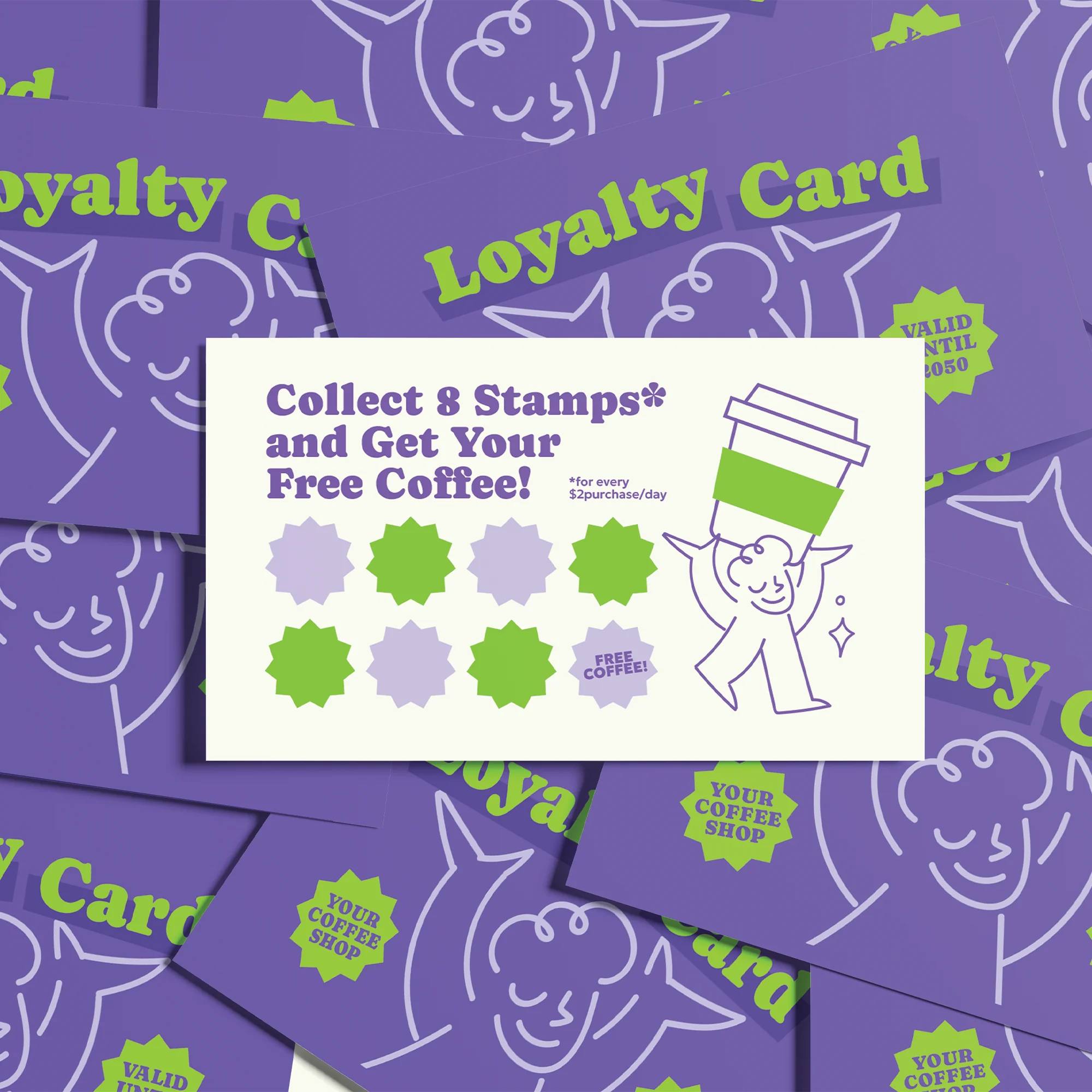 custom printed loyalty cards for coffee shop, marketing local hospitality with loyalty cards.