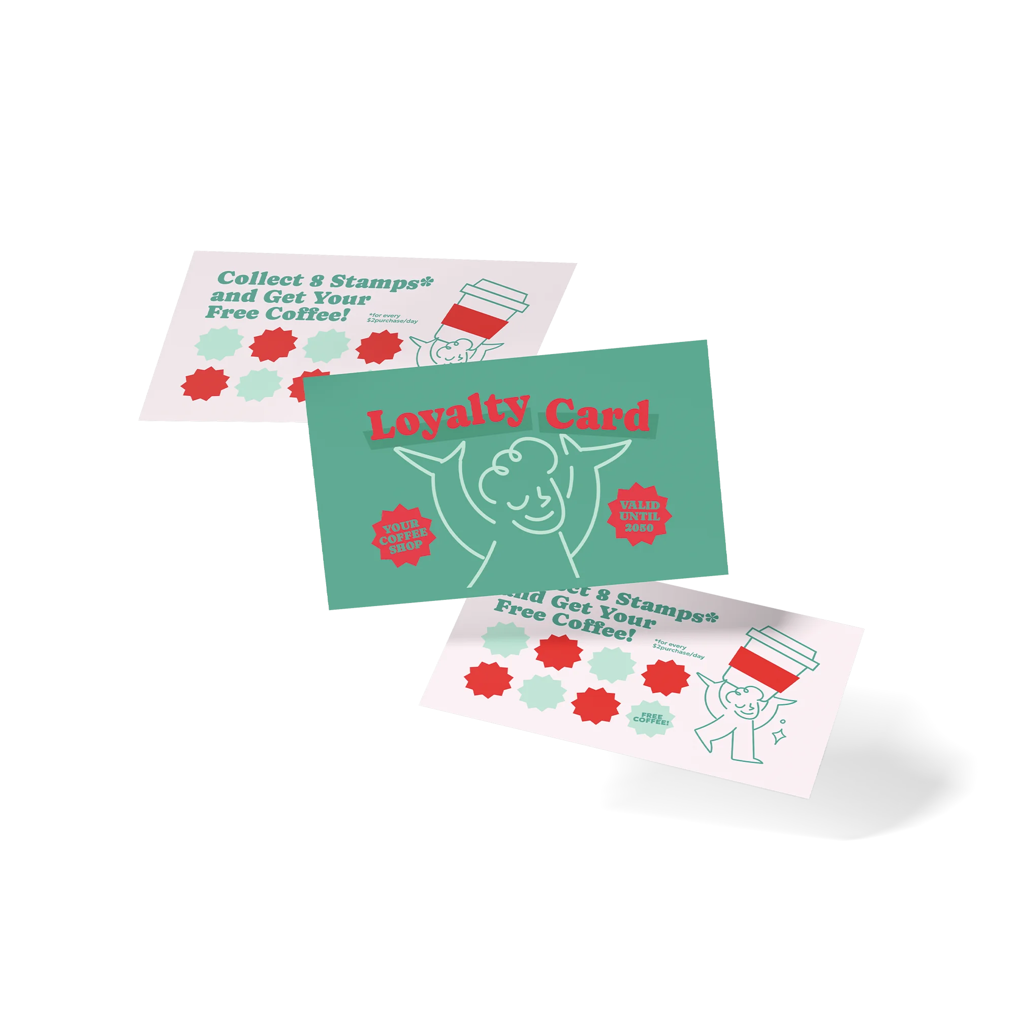cafe loyalty card for local coffee shop printed by aac and designed online