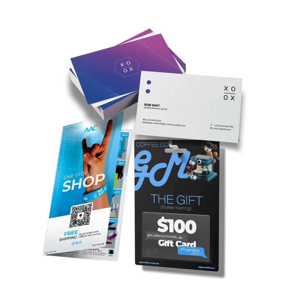 print marketing business card, flyer, gift cards