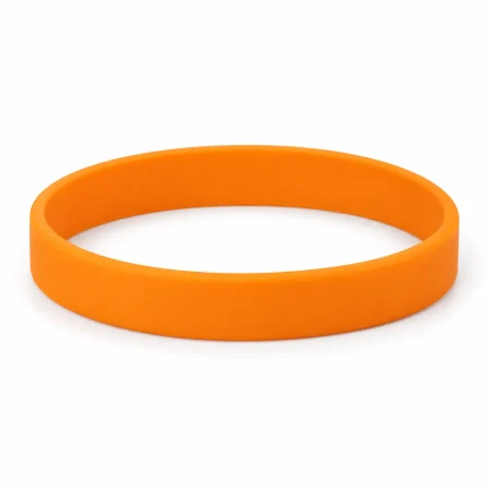 Plain orange silicone wristband shown as a continuous loop on a white background.